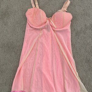 Pink Freya Icon Underwire Moulded Plunge Babydoll 32FF/32H
